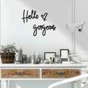 Blulu Hello Gorgeous Wall Decor Sign Hello Gorgeous Wall Art Minimalist Wooden Words Decor for Lash Room, Salon, Vanity or Makeup Room, Bathroom, Bedroom, Office(Black)