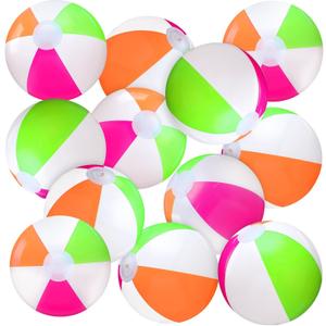 12 Pcs Neon Inflatable Beach Balls Bulk 12 Inch Jumbo Big Beach Toys Pool Balls for Swimming Pool Summer Swimming Party Favors for Hawaii Tropical Water Games Supplies