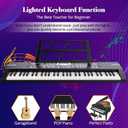 61 keys keyboard piano, Electronic Digital Piano with Built-In Speaker Microphone, Sheet Stand and Power Supply, Portable piano Keyboard Gift Teaching for Beginners, 29.5 inch W x 8.7 inch D x 2.3 inch H