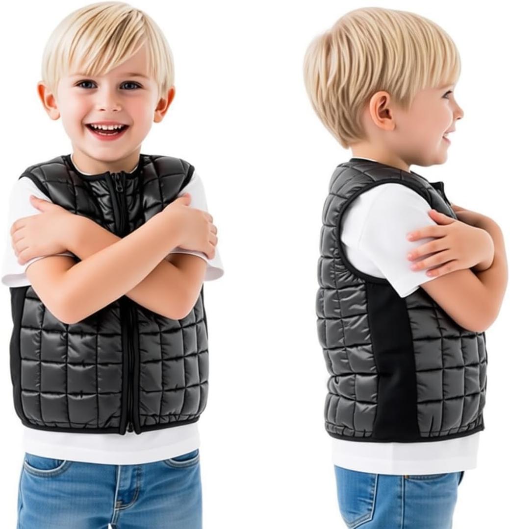 Weighted Vest for Kids, Sensory Support for Children with 2lb,3lb,4lb Weights, Breathable & Washable for Active Play (Grey) (Small)