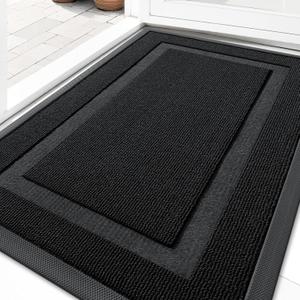 OLANLY Front Door Mat Outside 29.5x17, All-Season Heavy-Duty Rubber Doormat
Jet Black, Absorbent, Stain Fade Resistant, Waterproof Non-Slip Backing, Low-Profile Indoor Outdoor Floor Mat for Entryway