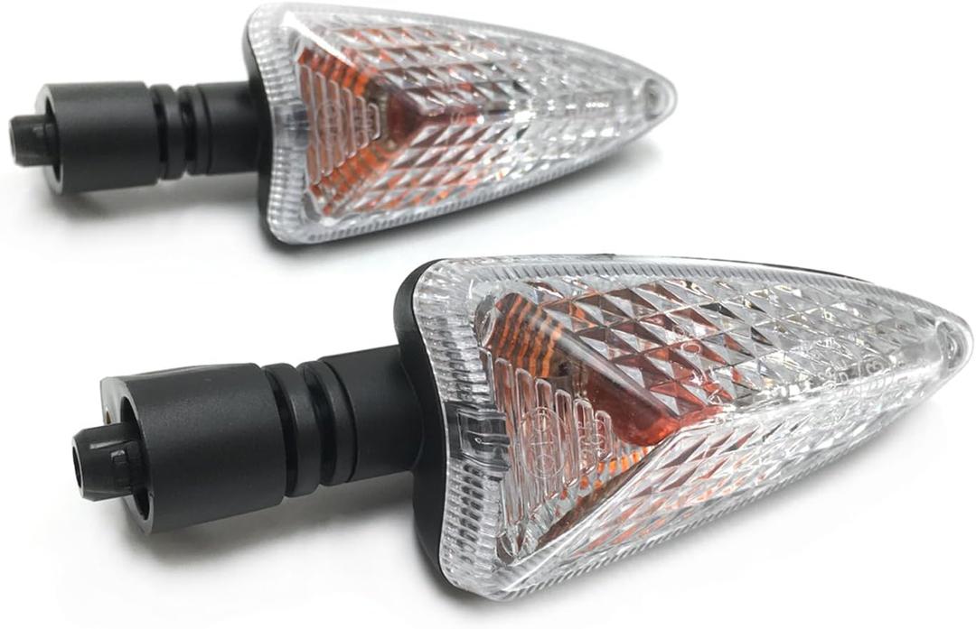 2Pcs Motorcycle Turn Signal Light Front Or Rear Indicator Compatible With Triumph Tiger 800/XC Tiger 1050 Daytona 675/R 2009-2018 (Long handle and Clear)