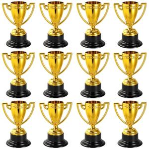 HFXXAD 12 Pcs Mini Trophies Bulk for Kids, Plastic Gold Small Trophy Cups for Sports Tournaments and Competitions(3.4in)