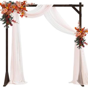 Fomcet 7.2FT Wooden Wedding Arch Stand Square Wood Arch Wedding Arbor for Ceremony Party Proposal Scene Garden Beach Forest Rustic Boho Decorations (Brown)