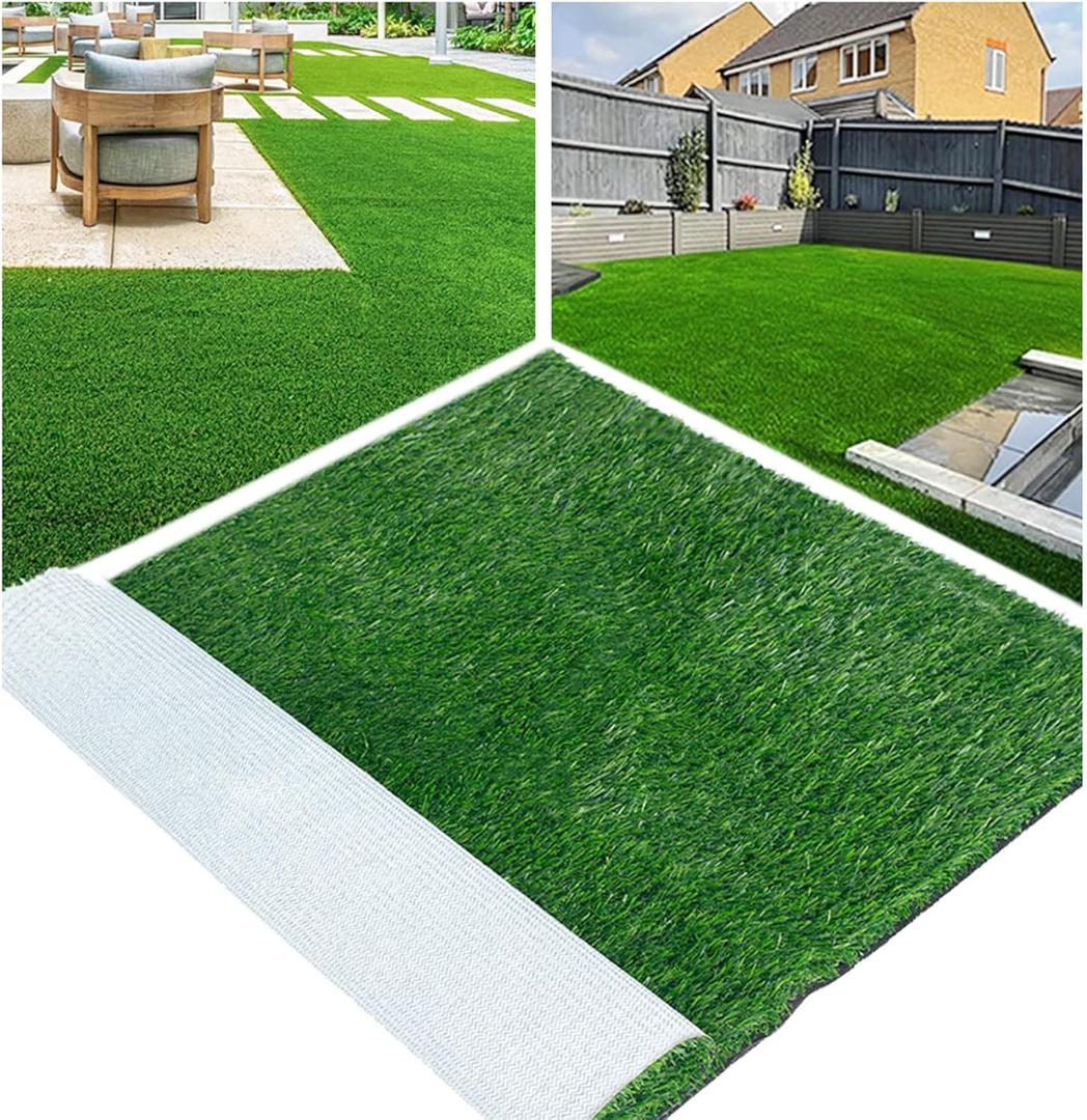 Artificial Grass Rug Outdoor Indoor 3FTX10FT Fake Grass Carpet Green Synthetic Grass Pet Turf TPR Soft Backing Grass Rug with Drain Holes for Garden Lawn Landscape Balcony Home Decor Patio