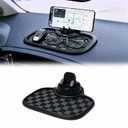 Multifunction Car Dashboard Anti-Slip Mat with 360° Rotating Adjustable Phone Holder, Multi Organizer Pad for Phones, Keys,Black