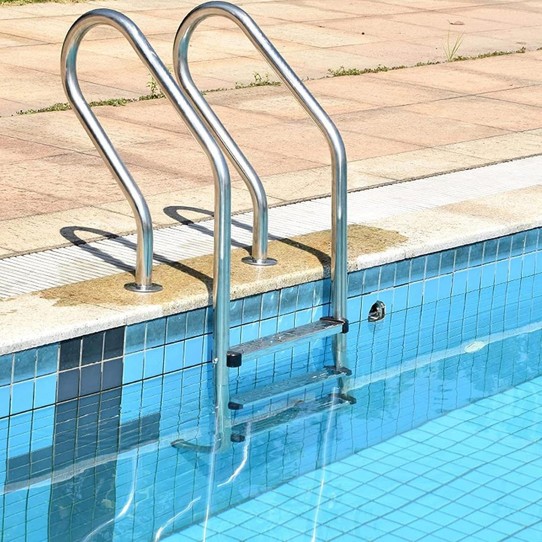 3 Step In-Ground Swimming Pool Ladder with Easy Mount Legs, Stainless Steel In Ground Swimming Pool Ladder, Entry and Exit System for In-Ground Swimming Pools(3 Pedals)
