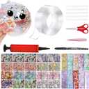 40 Pcs Nano Bubble Tape Kit with Balloon Inflator, Double Sided Tape Plastic Bubbles Balloon, Elastic Nano Bubble Tape DIY Craft Kit for Girls, Boys, Kids Party Favors and Novelty Toys