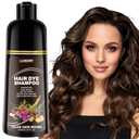 Dark Brown Hair Dye Shampoo for 100% Gray Coverage - 3 IN 1 Hair Color Shampoo with Argan Oil & Ginseng, Ammonia & Paraben Free, Long Lasting Semi-Permanent Natural Color for Women & Men