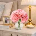 Light Pink Hydrangea Artificial Flowers with Glass Vase, Real Touch Faux Hydrangea Arrangement with Faux Water, Ready-to-Display Table Centerpiece for Bathroom, Shelf, Home Dcor