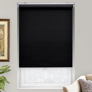 AOSKY Cordless Roller Shades Blackout Blinds for Windows Room Darkening Rolled Up Shades with Spring System, UV Protection Window Shades Door Blinds for Home and Office (65" W x 72" H, Black)