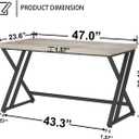 LVB Grey Desk, Industrial Wood Home Office Computer Desk for Bedroom, Farmhouse Metal Wooden Study Work PC Gaming Writing Table, Modern Simple Executive Writing Desk, 47 Inch, Light Gray