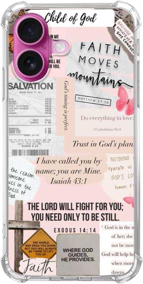 Christian Bible Verses Phone Case Compatible with iPhone 16 Plus, Jesus Faith Salvation Phone Case for iPhone 16 Plus, Trendy Cool TPU Case Cover
