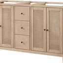 Alaterre Furniture Lucca Bathroom Vanity - Freestanding Cabinet Without Sink - 60 Inch Wood Bathroom Vanity with Soft-Close Doors and Three Drawers - for Double Sink Cabinet (Natural)