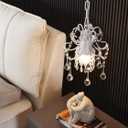 Mini Style Crystal Chandelier Pendant Light White,1-Light