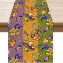 XCHI Colorful Masks Doughnuts Iris Fleur De Lis Mardi Gras Table Runner Carnival Table Decoration for Masquerade Party Home Kitchen Dining Holiday Decor 13x120 Inch