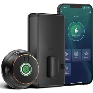 GeekTale Fingerprint Deadbolt with App, Smart Deadbolt Lock for Front Door, Keyless Entry Door Lock, Biometric Dead Bolt, Electronic Door Knob (Black)