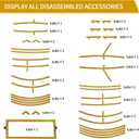 Double Heart Shape Wedding Metal Arch Backdrop Gold Flower Balloon Arbors Stand for Ceremony Birthday Party, Graduation Decorations and Baby Shower
