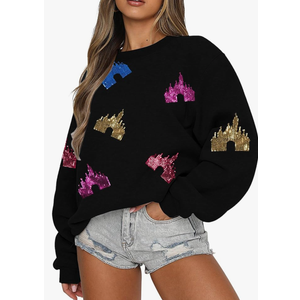 UNIQUEONE Bow Sweatshirt Womens Magic Kingdom Tee Shirt Colorful Pastel Bows Graphic Sweatshirts Oversized Holiday Pullover S