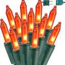 BrizLabs Orange Halloween Lights, 69.6FT 300 Count Halloween String Lights Linkable, UL Certified Orange Light String, Mini Incandescent Light Set for Indoor Outdoor Christmas Fall Thanksgiving Tree