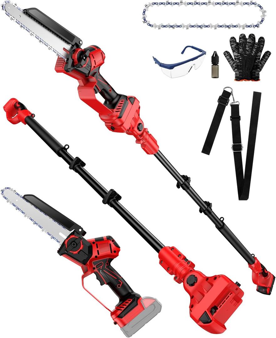 2-IN-1 Cordless Pole Saw and Chainsaw Compatible with Milwaukee Battery