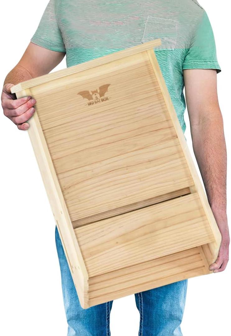 Big Bat Box - Cedar, 3 Chamber, Large Certified Bat House for Outside - Artificial Roost Kit for Wall-Mount or Pole-Mount - Bathouses for Backyards