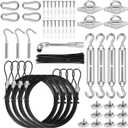 4 PCS 10ft Sun Shade Sail Hardware Kit, 304 Stainless Steel Cable Wire with Nylon Coating - for Rectangle Triangle Square Shade Sail Installation, Outdoor Garden Patio
