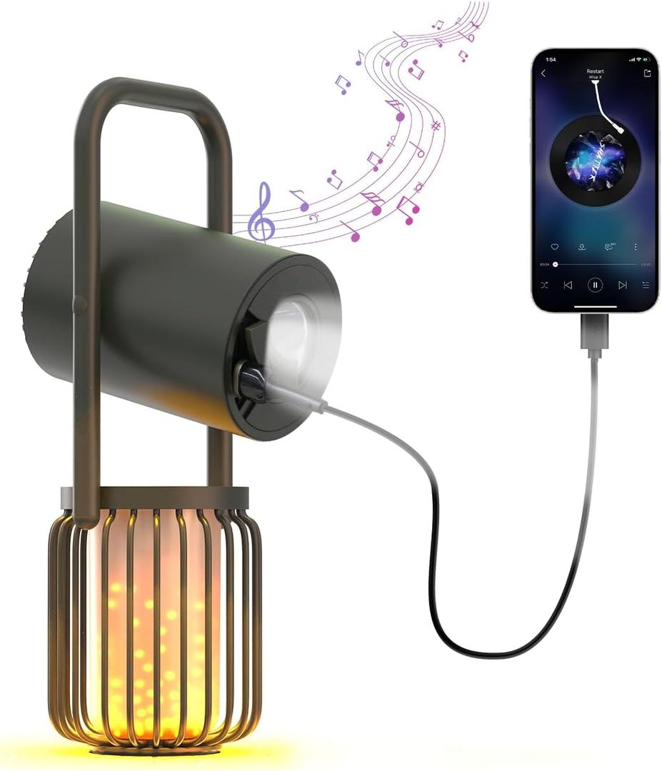 Multifunctional Camping Lantern 4-in-1 - LED Rechargeable Lantern, Outdoor Bluetooth Speaker, 8000mAh Power Bank, 3 Light Modes - Black - IPX5 Waterproof