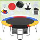 Trampoline Accessory Set, Trampoline Pad, Wide Step Trampoline Ladder and Trampoline Storage Bag, Trampoline Replacement Safety Pad Spring Cover, No Holes for Pole for Outdoor Indoor( (15FT)