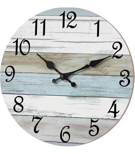 KECYET 14 Inch Wall Clock Battery Operated Silent Non Ticking Nautical