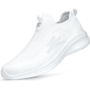 Giniros Women's Walking Shoes Lightweight Breathable Mesh Sneakers Non Slip Sole for All Day Standing,Nursing,Travel and Casual Wear (8.5, White)
