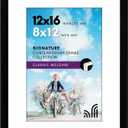 Americanflat 12x16 Picture Frame with Shatter-Resistant Glass - Use as 8x12 Frame with Mat or Display 12x16 Photo Without Mat - Signature Collection - Picture Frames for Wall Display - Black
