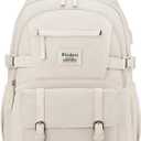WINDARS School Backpack for Teen Girls, Elementary Middle High School College Student Bookbag Aesthetic Backpack Purse for Women Travel Back Pack Fit 15.6 Inch Laptop (Beige)