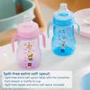 MAM Trainer Sippy Cup for Toddlers 1-3, 8 oz. Transition Drinking Cup with Extra-Soft Spout, Spill-Free Nipple, and Non-Slip Handles, for boys 4+ Months, 2 Count (Blue)