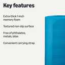 Amazon Basics 1-Inch Extra Thick Workout Exercise Yoga Mat with Carrying Strap, Textured Non-Slip Surface, Memory Foam, 74" x 24", Aqua