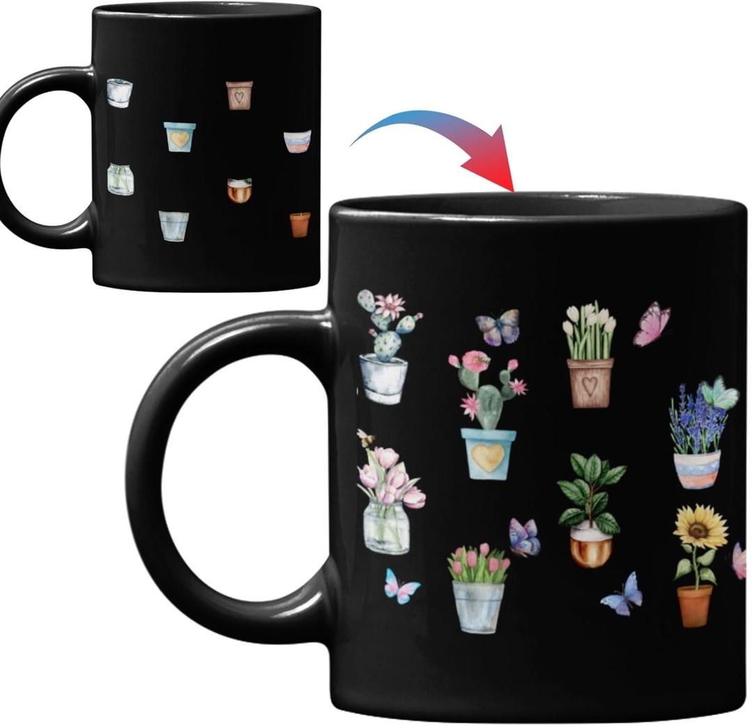 Onebttl Gardening Gifts Mug for Gardeners, Plant Lady - 12OZ Heat Sensitive Color Changing Ceramic Mug