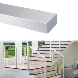 Muzata 6'6" Stainless Steel Handrail Brushed Rectangular Handrail Top Rail Cable Railing System Deck Stair Indoor Outdoor, HT10 SL4 (1pack)