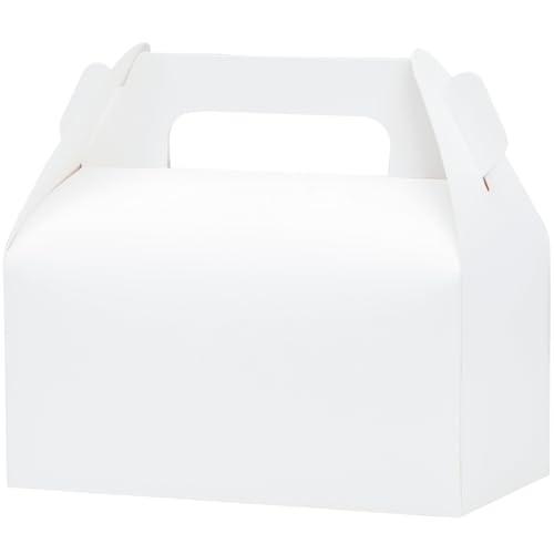 UnicoPak 27 Pack White Gable Treat Boxes Party Favor Boxes for Goodie Snacks Cookie Candy Toys Birthday Party Wedding Shower Holidays 6.5x3.5x4 Inches