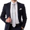 DiBanGu Mens Silk Necktie Solid Color Tie and Pocket Square Cufflink Tie Clip Set Woven Plain Ties for Men Wedding Party (Gray)