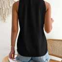 Milumia Women Sleeveless Button Down Blouses Geo Print Collared Tank Tops Work Blouses (Black, XXL)