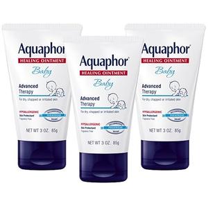 Aquaphor Baby Healing Ointment, Advanced Therapy for Chapped Cheeks and Diaper Rash, 3 oz. Tube (Pack of 3)