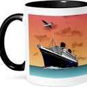 3dRose Tropical Ship Cruise Mug, 11 oz, Multicolor