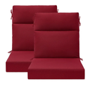 Outdoor High Back Chair Cushion Seat Pads, 2-Pack 44 x 21 Inch Water-Repellent & Fade-Resistant Patio Furniture Cushions with Ties for Adirondack, Rocking Chairs, Red