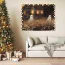 2 x WHCHJ Halloween Ghost Tapestry, Whimsical Spooky Cabin Tapestry Wall Hanging, Ghost in Wildflower Field Landscape Tapestries Wall Blanket Decor for Party Home Bedroom Living Room Dorm, 50x60 Inch