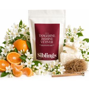 Siblings Candle Refill Kit – DIY Coconut Soy Wax Candle Making Kit for Reusable Vessels – Non-Toxic Clean Burn, Wooden Wick – Scent No.03 Tangerine, Jasmine & Vetiver – 60 Hour Burn