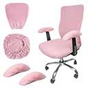 4Pcs Pink Office Chair Cover, Universal Armchair Gaming Computer Chair Cover, Office Chairs Covers Stretchable Desk Rotating Seat Armrest Slipcovers Pads Office Cushion Backrest Covers (Pink)