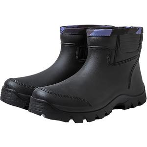 jessie Rain Boots for Men PVC Waterproof Rubber Boots Mud Boot Short Ankle Boots, Size 12