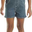 Carhartt Girls Loose Fit Jean Overall Shorts Denim Shortalls (12, Medium Wash Denim Blue)