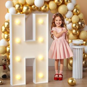 imprsv Marquee Light Up Letters, 3FT Mosaic Letters with Light for Baby Shower Graduation Party Decor, Large H for Engagement Wedding Party Decorations (Need to Assemble)