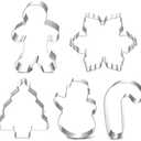 Christmas Cookie Cutter Set - 5 Piece Holiday Cookies Molds - Snowman, Christmas Tree, Gingerbread Man, Candy Cane, Snowflake